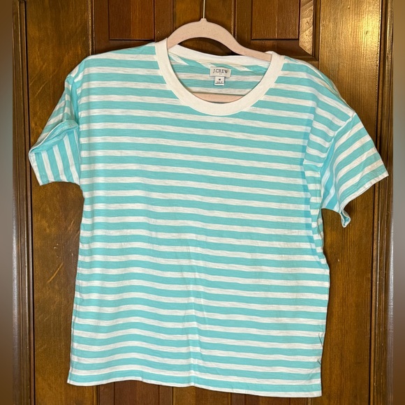 J. Crew aqua and white stripe tshirt tee size Medium EUC - Picture 3 of 3